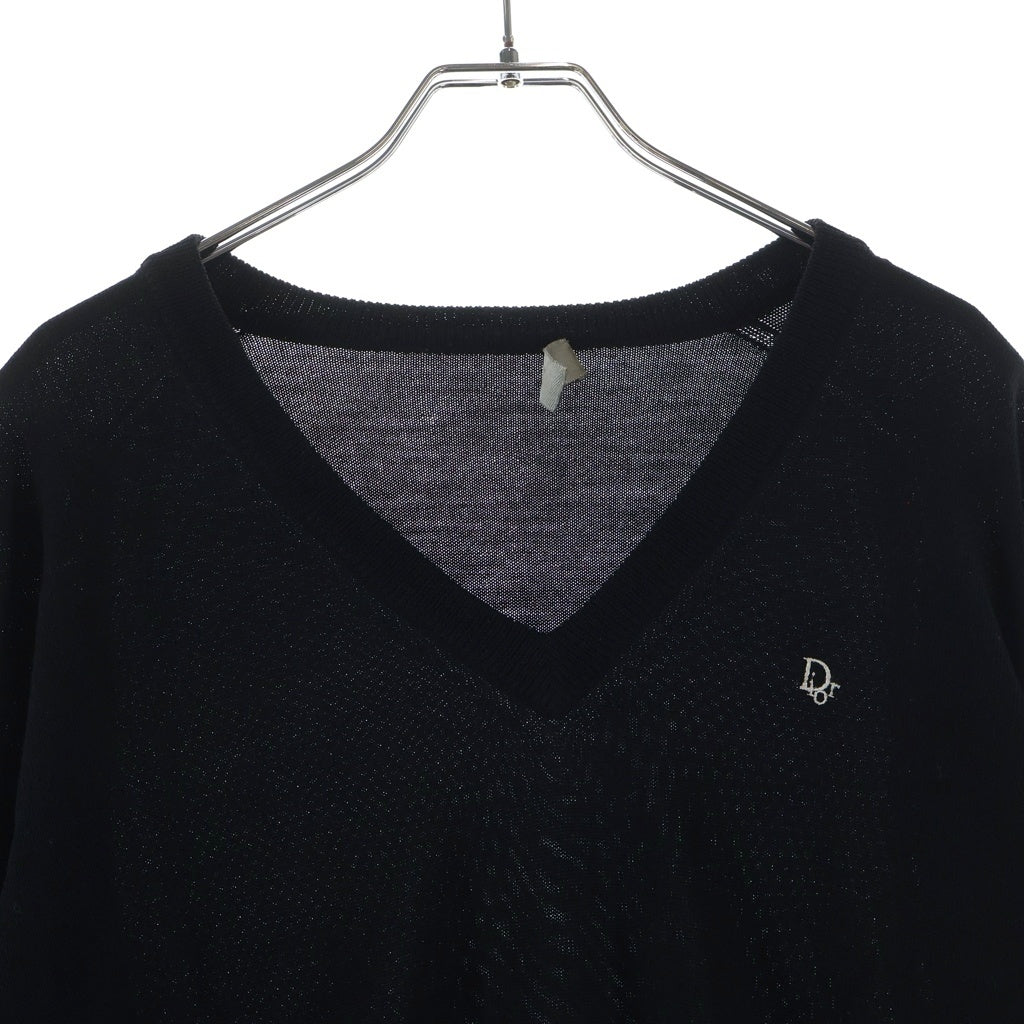 Dior HOMME(ディオールオム) 04AW エディ期 CDロゴ刺繍 Vネックセーター ブラック ウール #M 4HH4056201