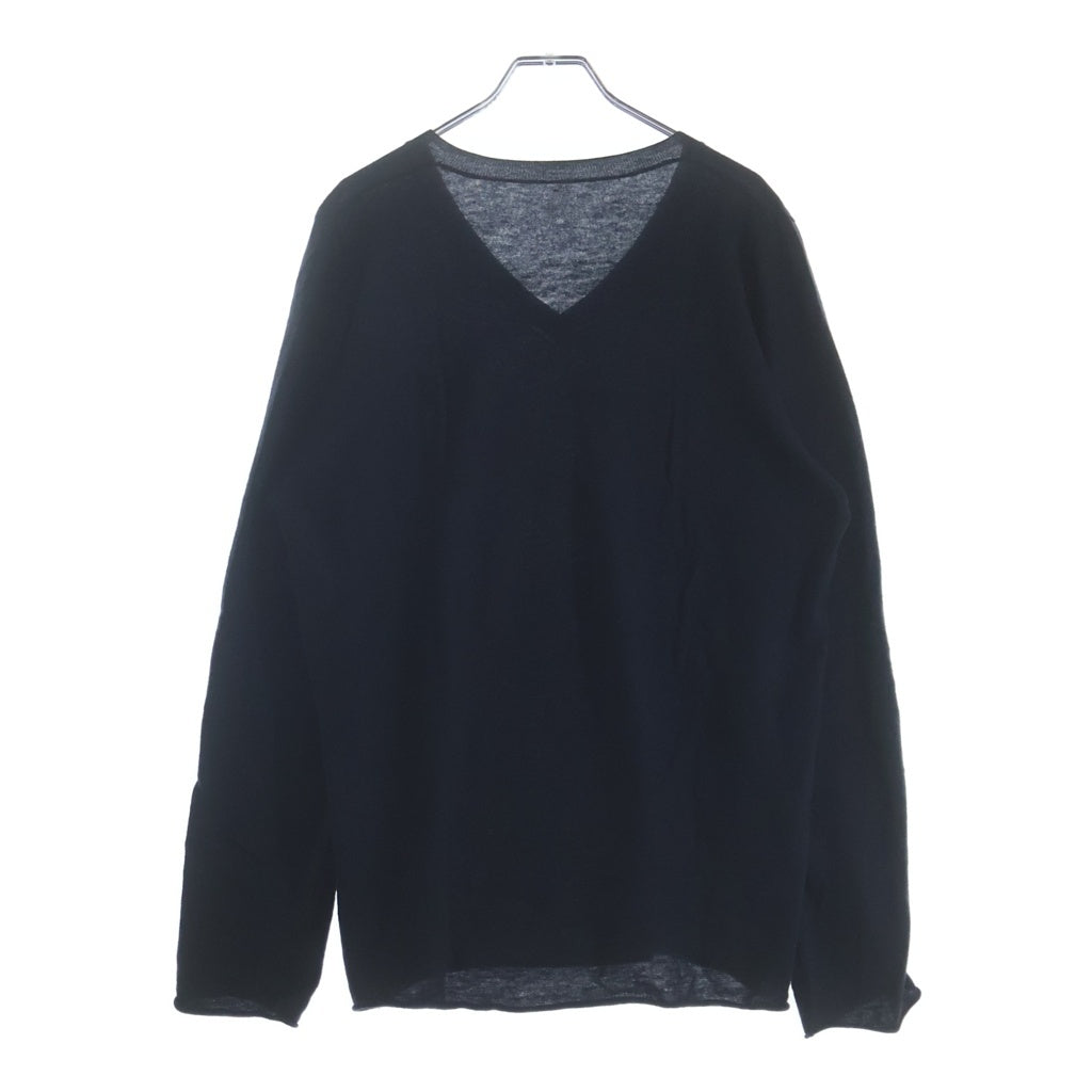 lucien pellat-finet(ルシアンペラフィネ) カラフルスカル刺繍カシミヤ Vネックセーター カシミヤ ネイビー #M
