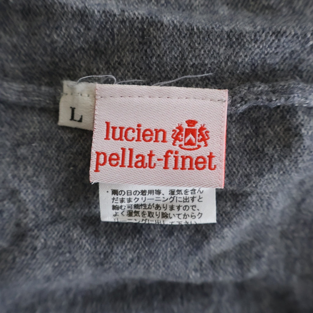 lucien pellat-finet(ルシアンペラフィネ) スカル刺繍 ラインストーン カシミヤニットセーター グレー #L