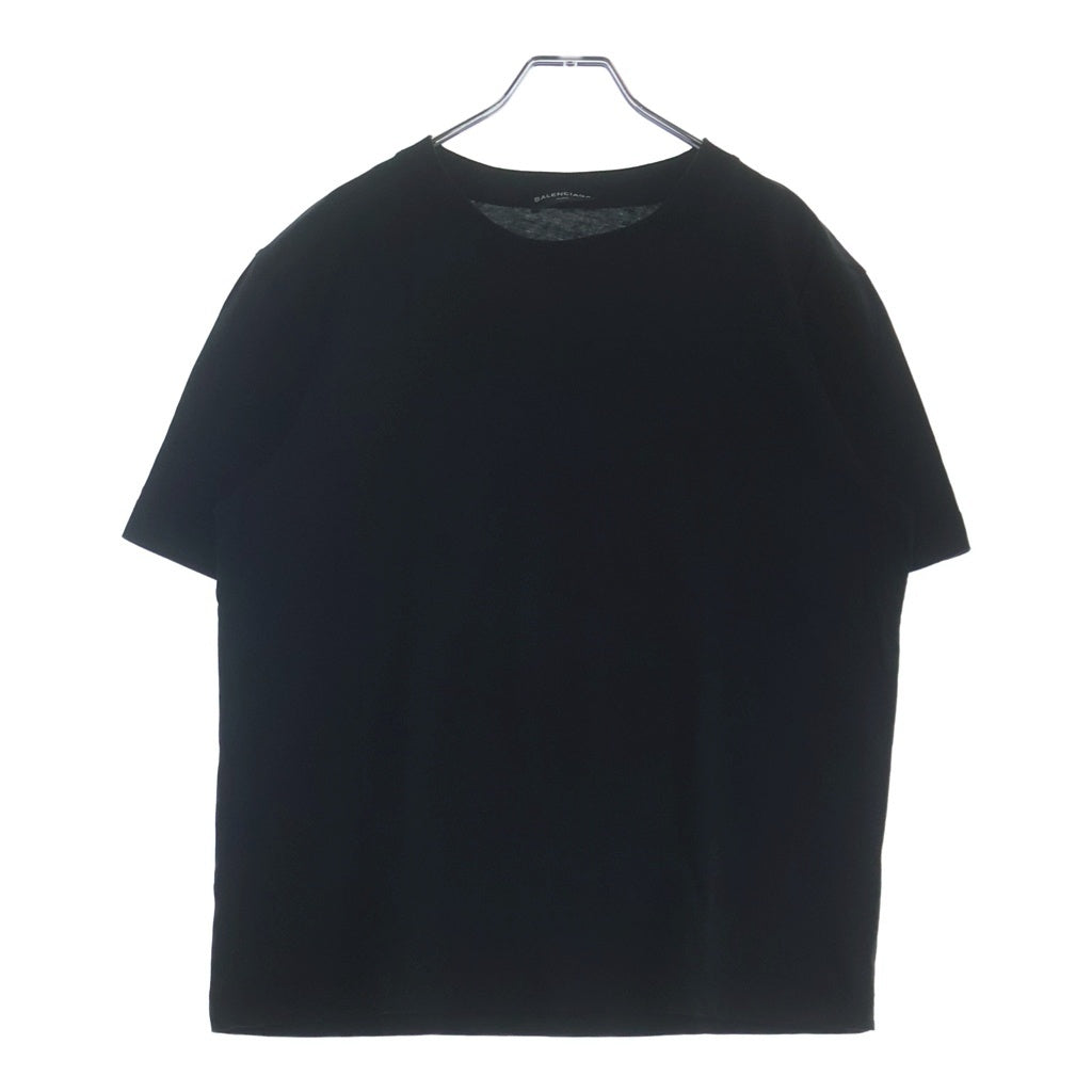 BALENCIAGA(バレンシアガ) バックロゴ クルーネックTシャツ コットン ブラック #M 496053