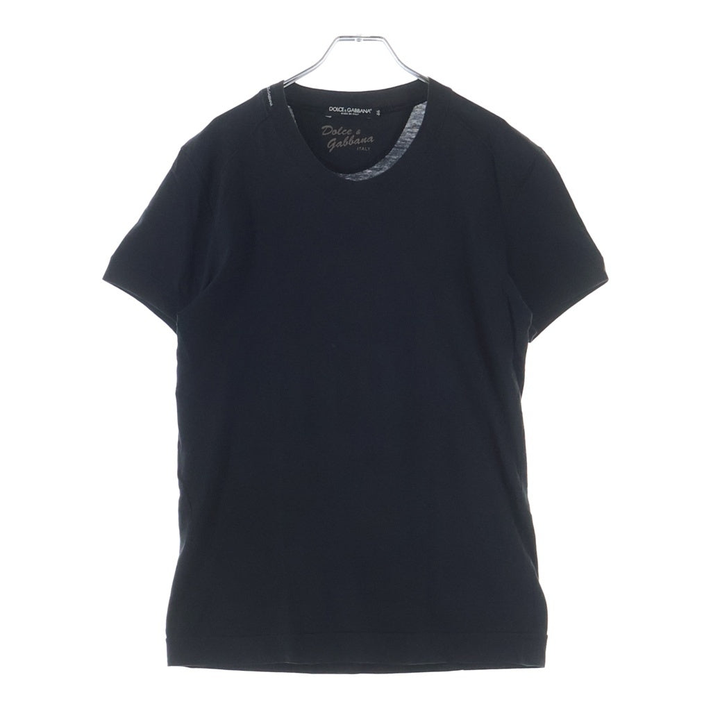 DOLCE & GABBANA(ドルチェアンドガッバーナ) クルーネック 無地 コットン半袖Tシャツ ブラック #46