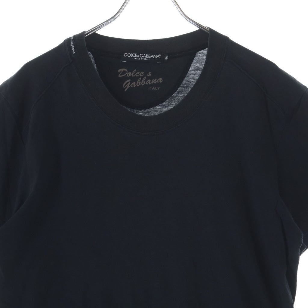 DOLCE & GABBANA(ドルチェアンドガッバーナ) クルーネック 無地 コットン半袖Tシャツ ブラック #46