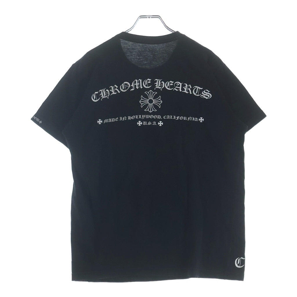 CHROME HEARTS(クロムハーツ) バックアーチロゴ 半袖Tシャツ カットソー 両面プリント Chクロス コットン ブラック
