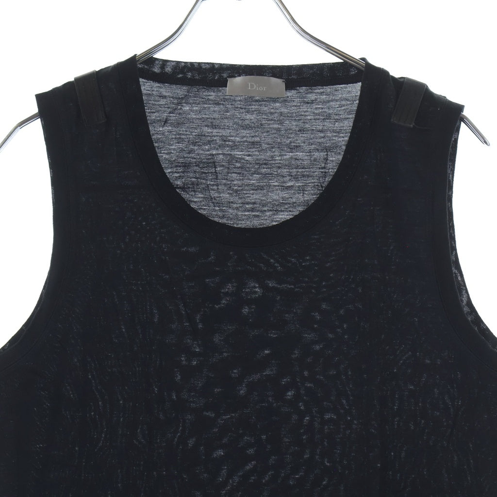 Christian Dior(クリスチャンディオール) 04SS エディ期 Bee刺繍 ノースリーブTシャツ カットソー タンクトップ コットン ブラック 4EH7070138