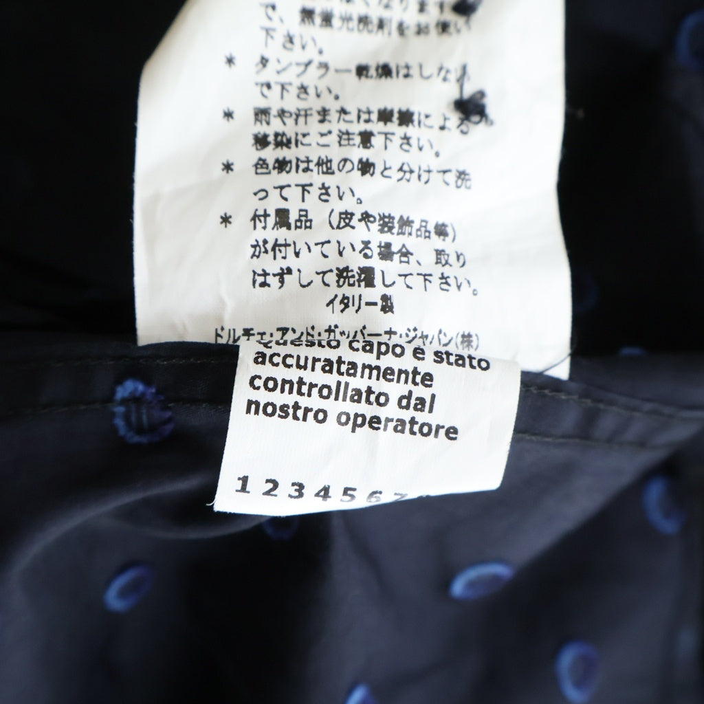 DOLCE & GABBANA(ドルチェアンドガッバーナ) ドット柄ロングスリーブシャツ ゴールドライン ネイビー コットン #40 G5439T