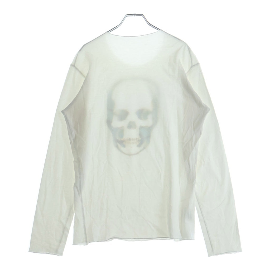lucien pellat-finet(ルシアンペラフィネ) スカル モザイク調 プリント ロングスリーブTシャツ ホワイト #S