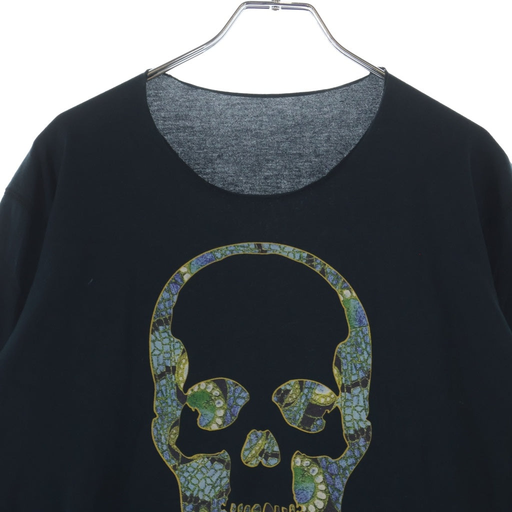 lucien pellat-finet(ルシアンペラフィネ) スカル モザイク調 フロントプリント ロングスリーブTシャツ ブラック #M