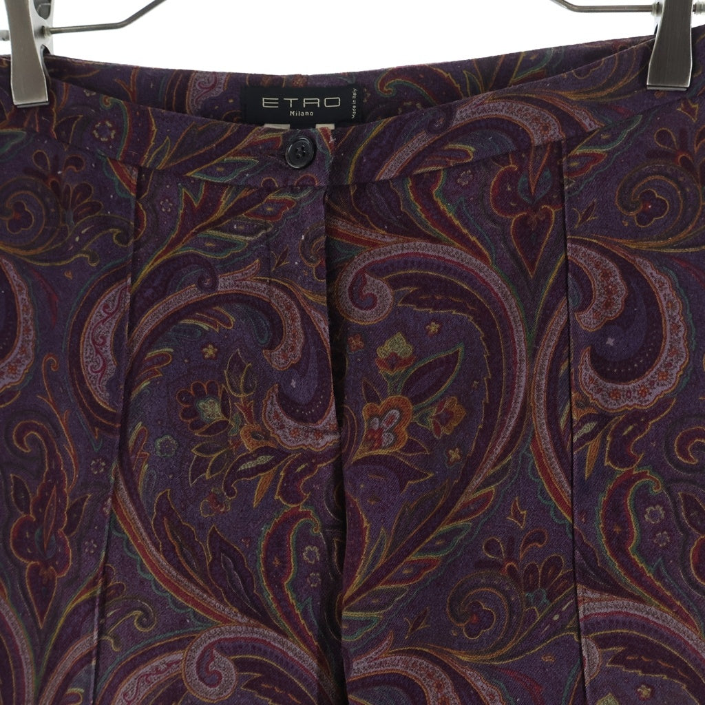ETRO(エトロ) ペイズリー柄 ウールパンツ パープル #40 レディース
