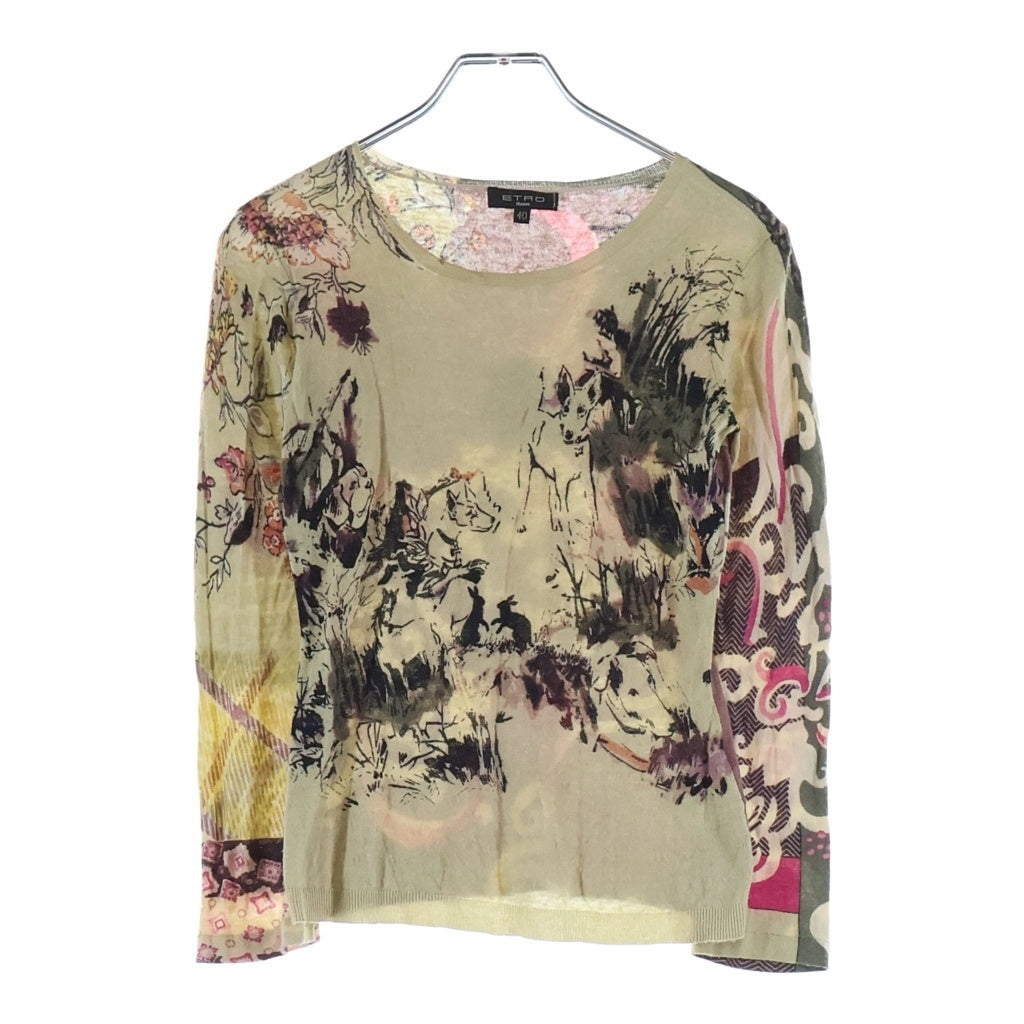 ETRO(エトロ) カシミヤ混 シルク総柄ニット ベージュ #40 レディース