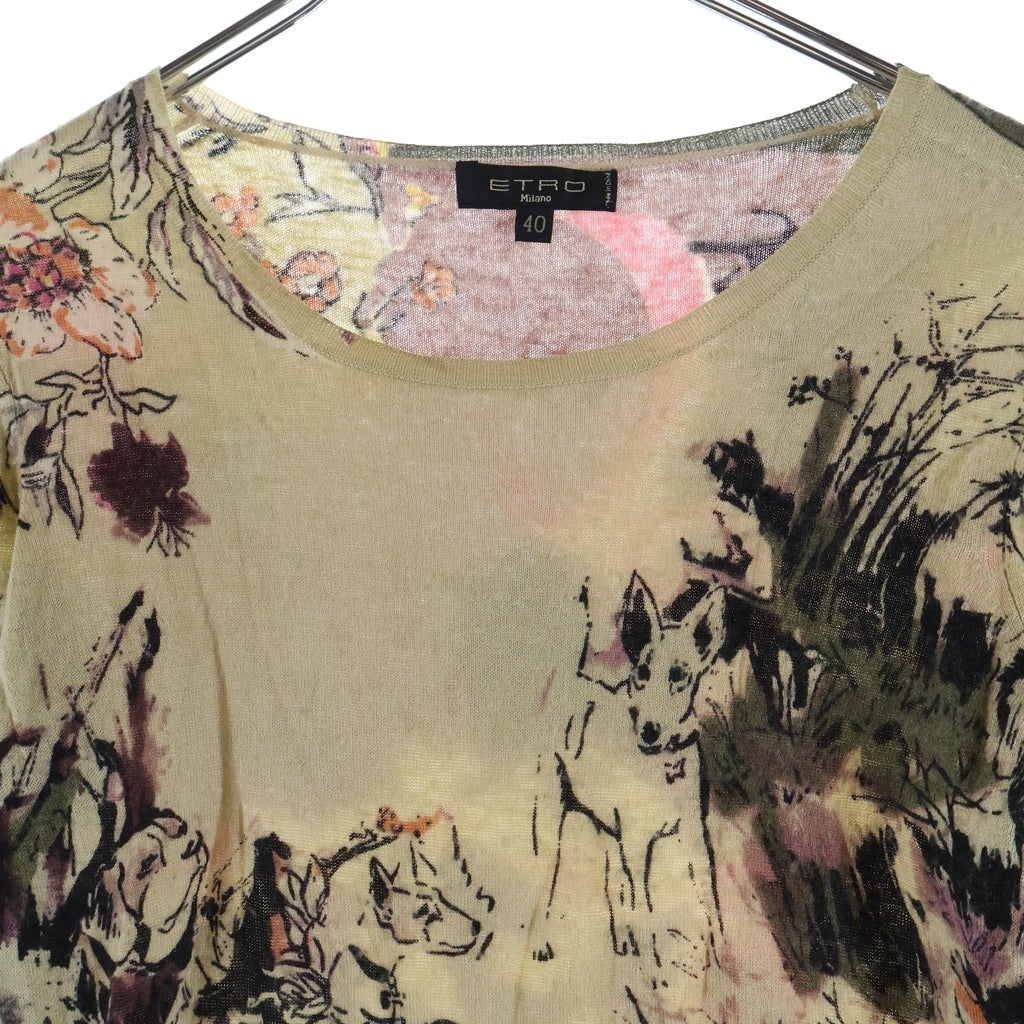 ETRO(エトロ) カシミヤ混 シルク総柄ニット ベージュ #40 レディース