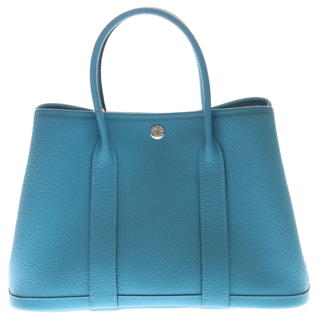 HERMES(エルメス) ガーデンパーティ30 TPM ネゴンダ ハンドバッグ ターコイズ シルバー金具 ブルー □R刻印 レディース