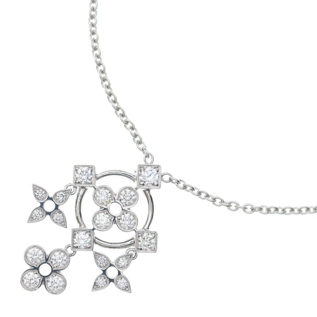 LOUIS VUITTON(ルイヴィトン) パンダンティフ ダンティルドゥ モノグラム ダイヤモンド ネックレス K18WG ホワイトゴールド レディース