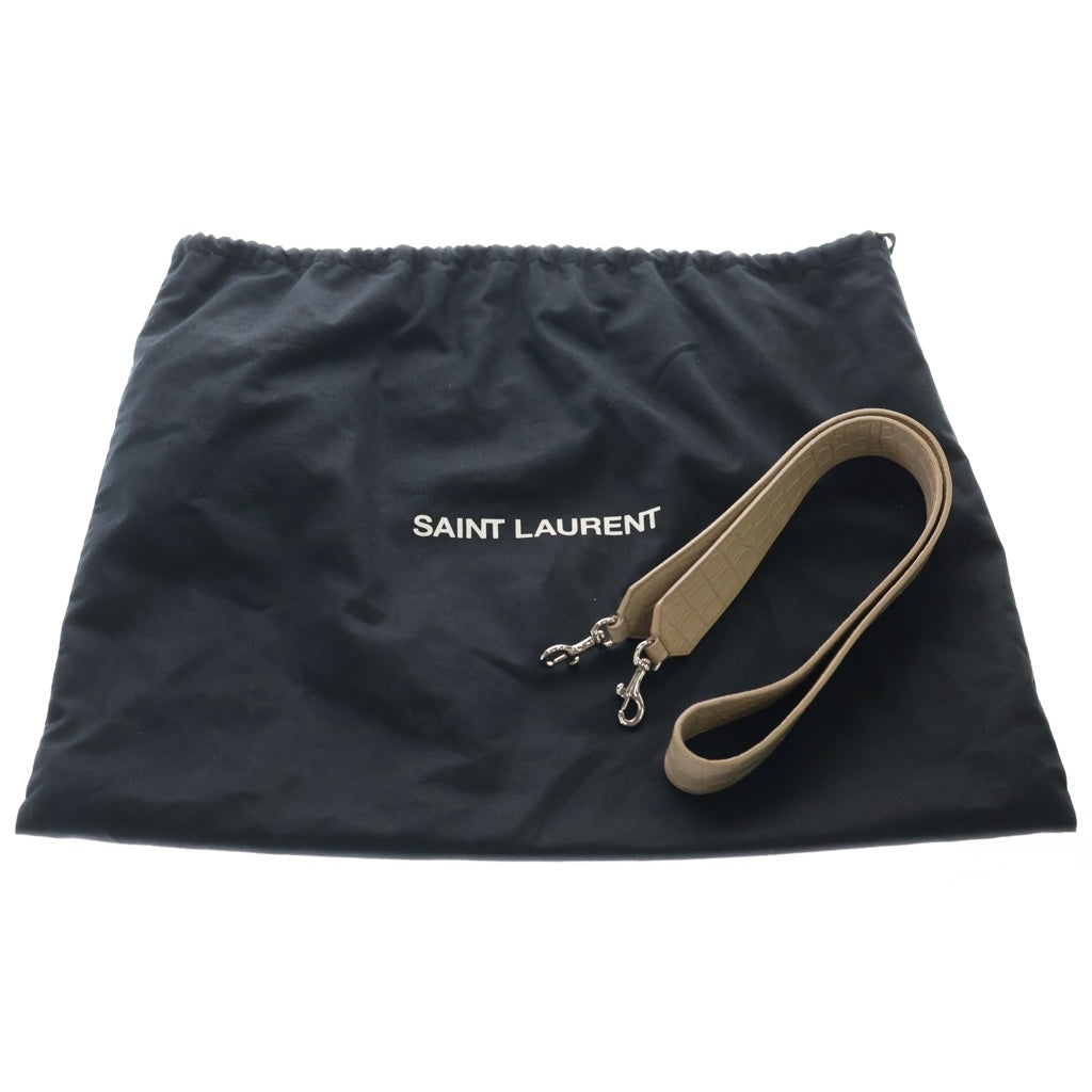 SAINT LAURENT PARIS(サンローランパリ) ベイビーダウンタウンカバス 2WAYハンドバッグ ショルダーバッグ ベージュ レザー シルバー金具 レディース