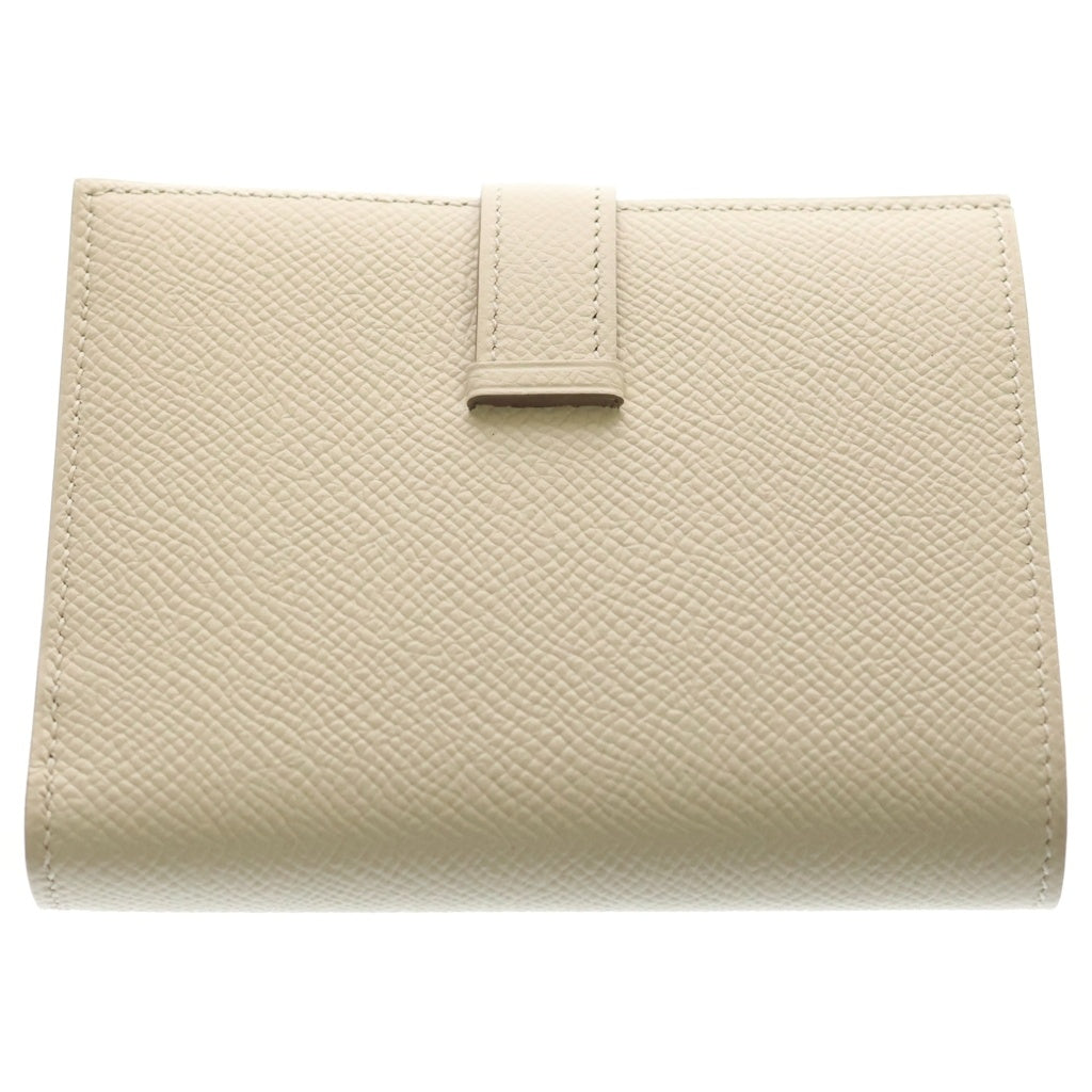 HERMES(エルメス) ベアンコンパクト エプソン ウォレット 二つ折り財布 アイボリー レザー T刻印 シルバー金具 レディース