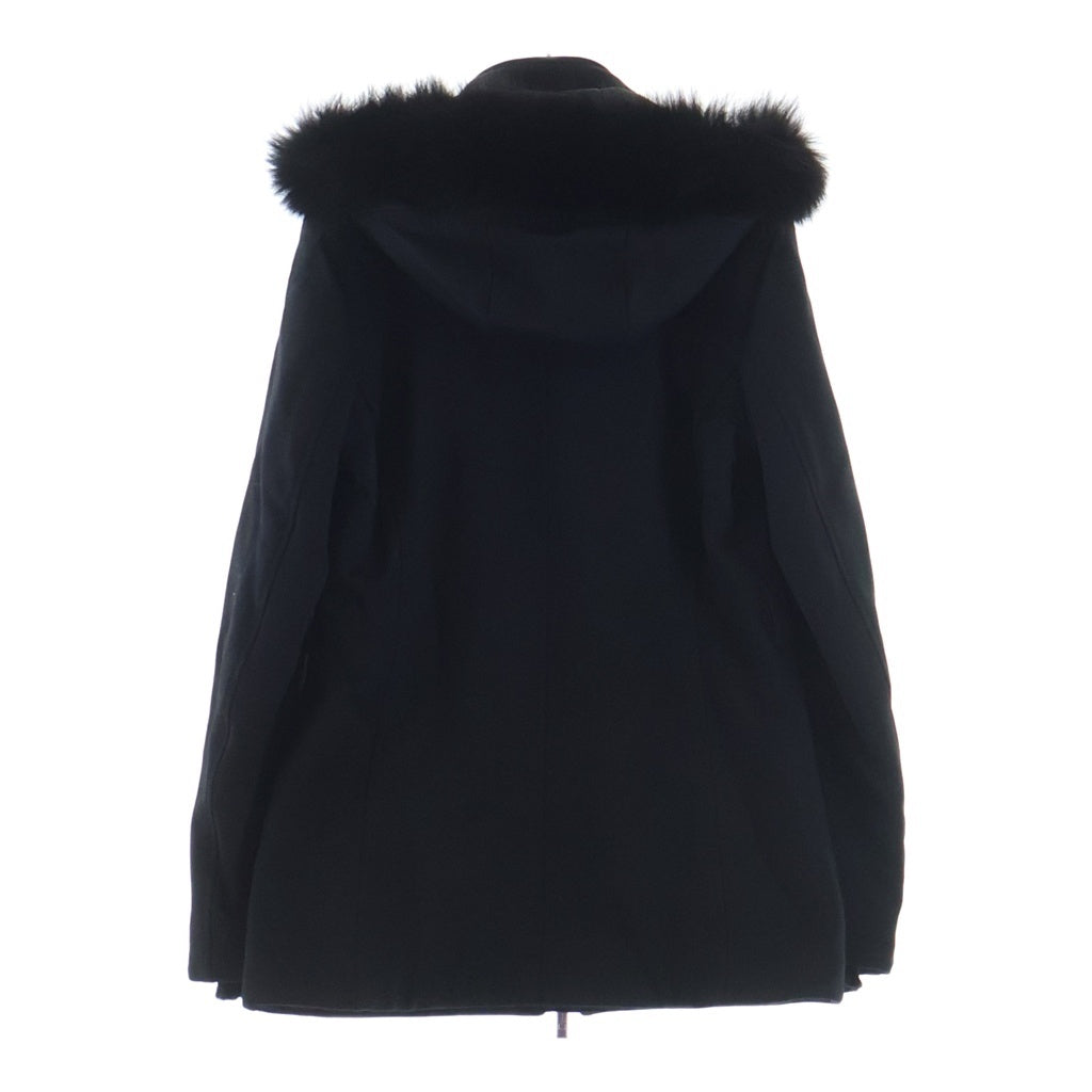 Christian Dior(クリスチャンディオール) ジップデザイン ウールフーテッドコート Wジップ ファー フード ブラック 9H27700G1107 レディース