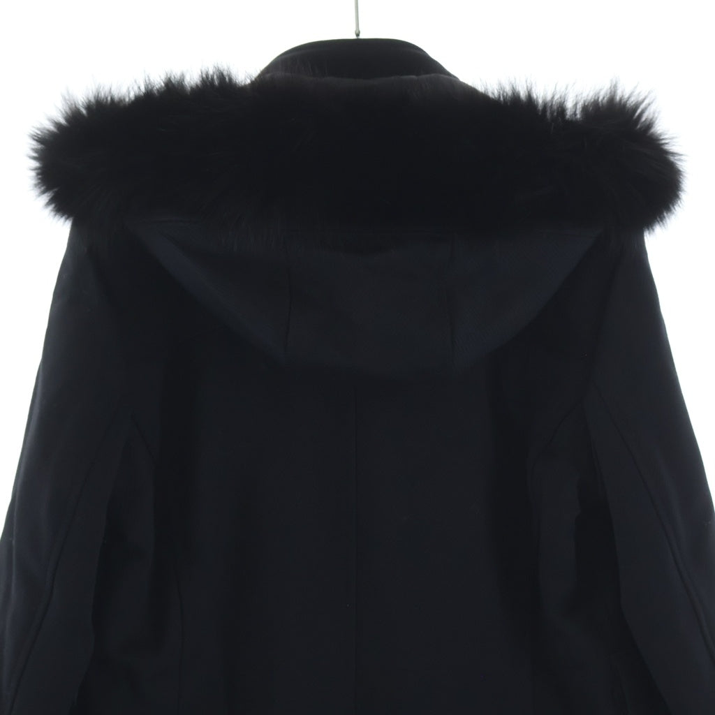 Christian Dior(クリスチャンディオール) ジップデザイン ウールフーテッドコート Wジップ ファー フード ブラック 9H27700G1107 レディース
