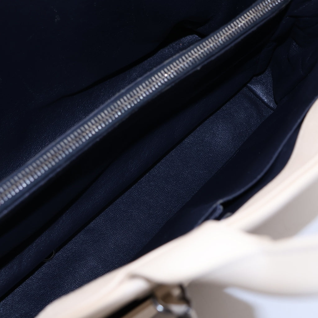 CHANEL(シャネル) ココマーク ツイードフラップ ツイード レザー シルバー金具 2WAY チェーントートバッグ ショルダーバッグ アイボリー ホワイト レディース