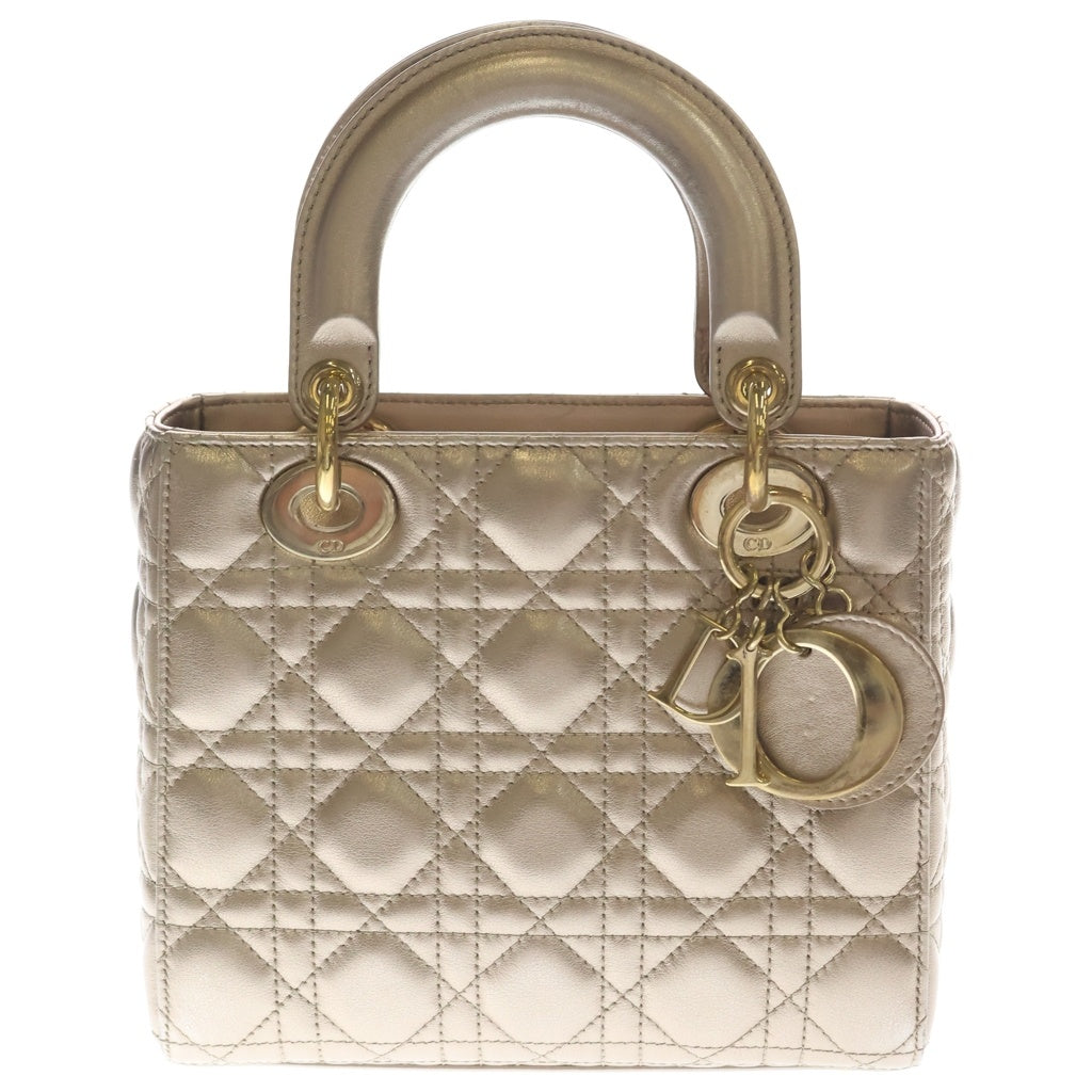 Christian Dior(クリスチャンディオール) Lady Dior MY ABCDIOR レディディオール マイABCディオール スモール ゴールド金具 カナージュ ゴールド レディース