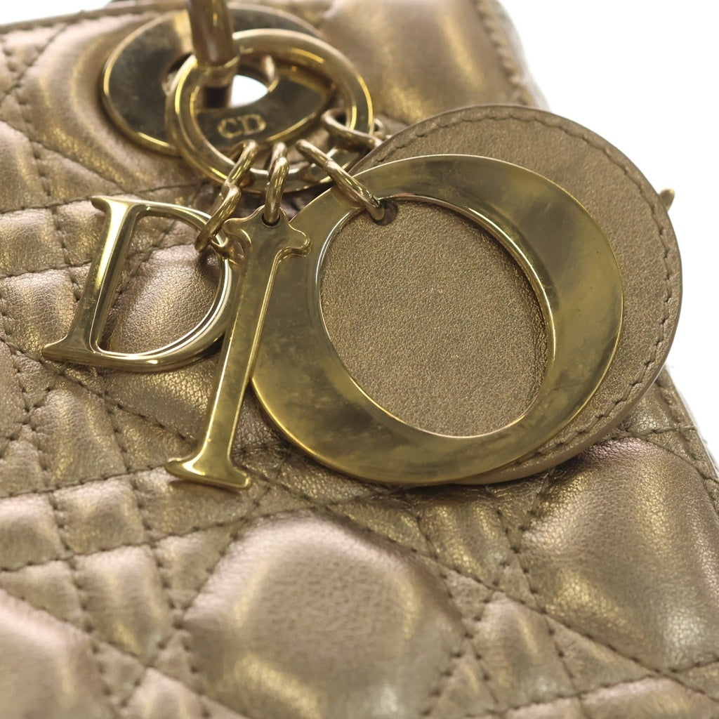 Christian Dior(クリスチャンディオール) Lady Dior MY ABCDIOR レディディオール マイABCディオール スモール ゴールド金具 カナージュ ゴールド レディース