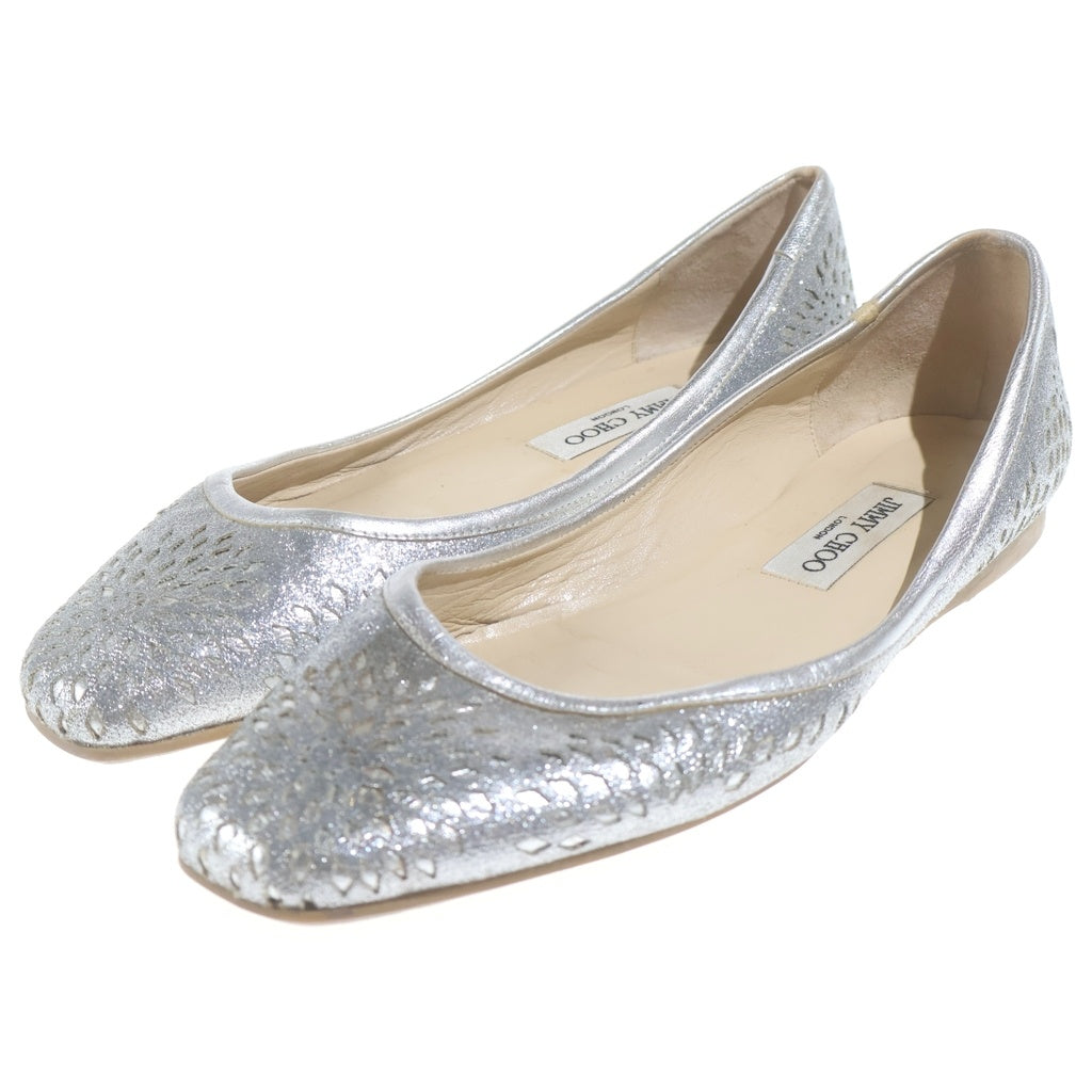 JIMMY CHOO(ジミーチュウ) グリッター フラットシューズ パンプス シルバー レディース