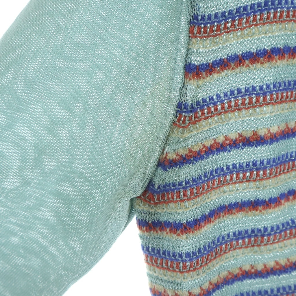 DRIES VAN NOTEN(ドリスヴァンノッテン) ボーダー柄 ニットカーディガン ウール ポリアミド ライトブルー レディース
