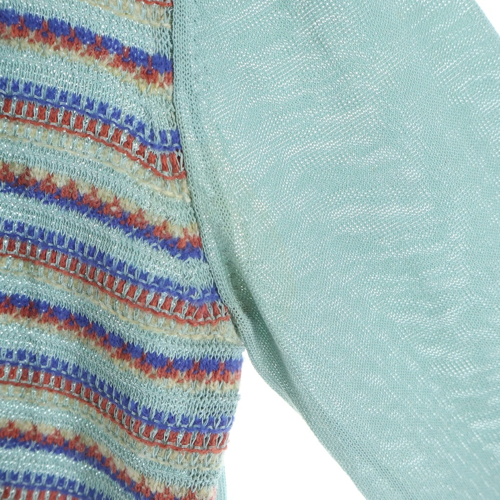 DRIES VAN NOTEN(ドリスヴァンノッテン) ボーダー柄 ニットカーディガン ウール ポリアミド ライトブルー レディース