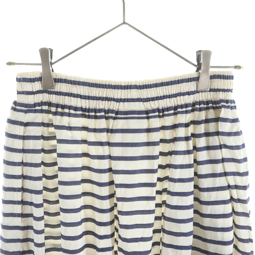 JUNYA WATANABE COMME des GARCONS(ジュンヤワタナベ コムデギャルソン) 11SS レース切り替え 変形ロングスカート レーヨン リブ ボーダー ホワイト JG-S026 レディース