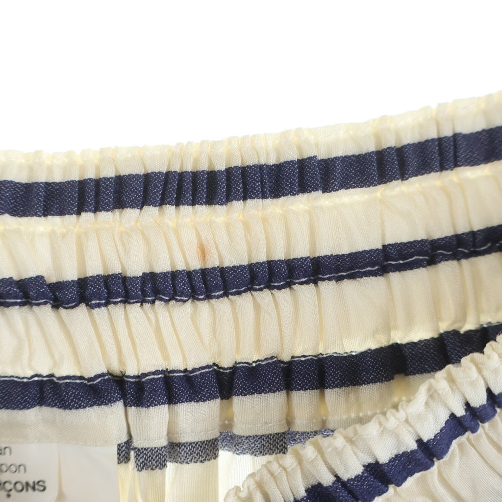JUNYA WATANABE COMME des GARCONS(ジュンヤワタナベ コムデギャルソン) 11SS レース切り替え 変形ロングスカート レーヨン リブ ボーダー ホワイト JG-S026 レディース
