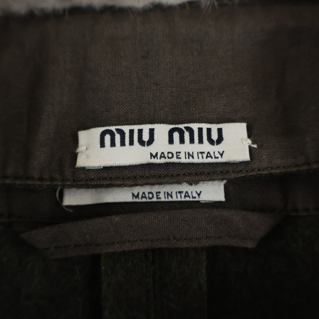 miumiu(ミュウミュウ) ミンクファー 変形ショートジャケット ウール カシミヤ カーキ レディース