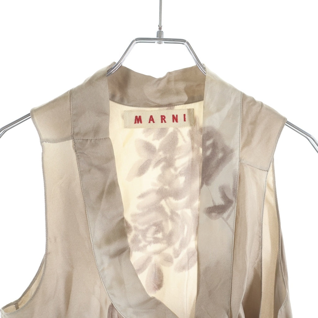 MARNI(マルニ) 花柄シルクノースリーブトップス 変形デザイン ベージュ レディース