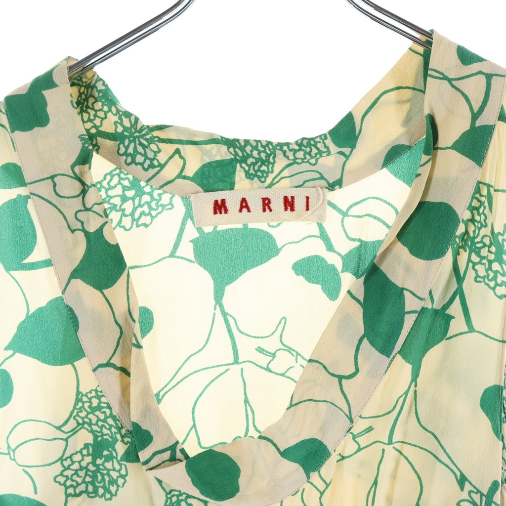 MARNI(マルニ) 総柄 シルク ノースリーブトップス 花柄 ベージュ/グリーン レディース