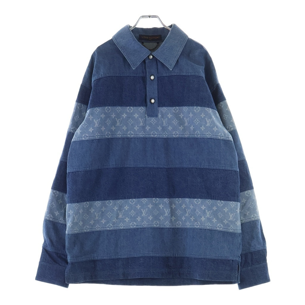 LOUIS VUITTON(ルイヴィトン) 24AW RM242MM JEE HRA26W モノグラム パッチワークデニムポロシャツ インディゴブルー #M