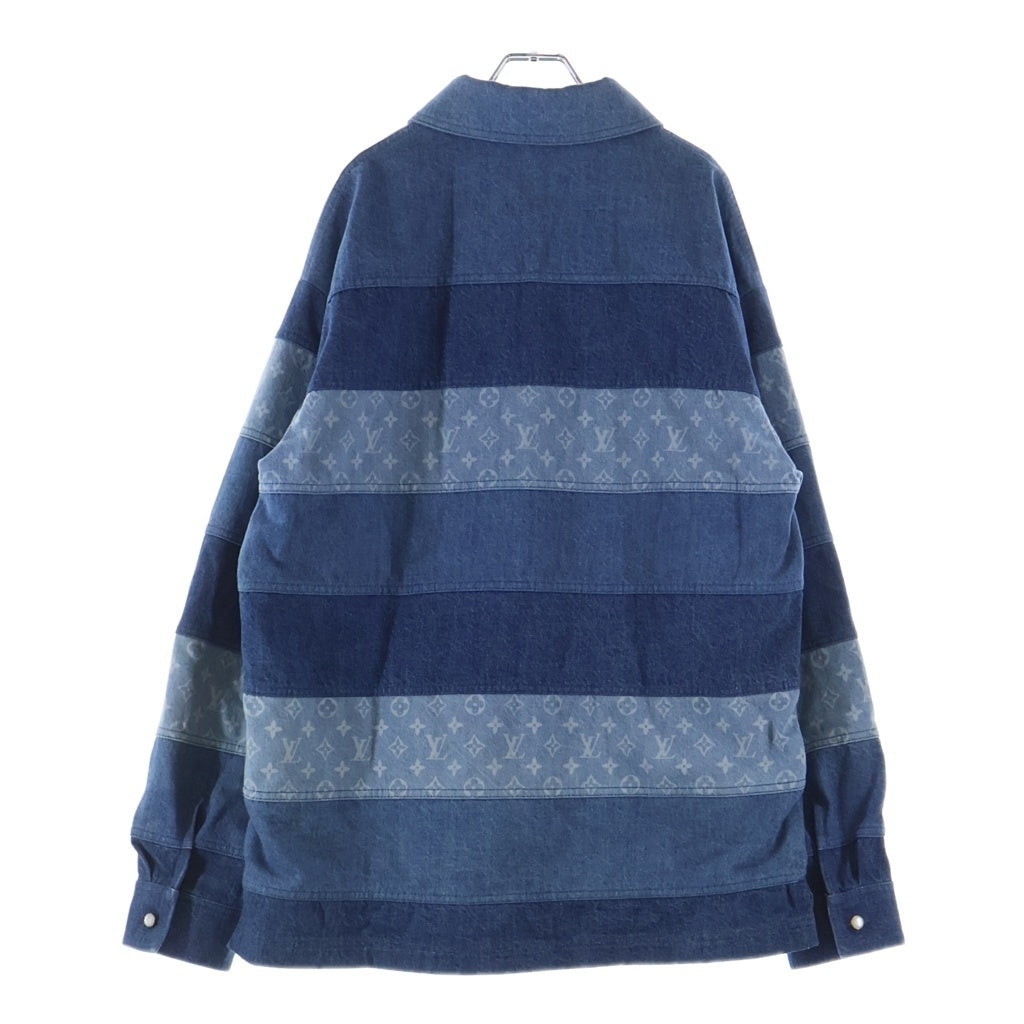 LOUIS VUITTON(ルイヴィトン) 24AW RM242MM JEE HRA26W モノグラム パッチワークデニムポロシャツ インディゴブルー #M