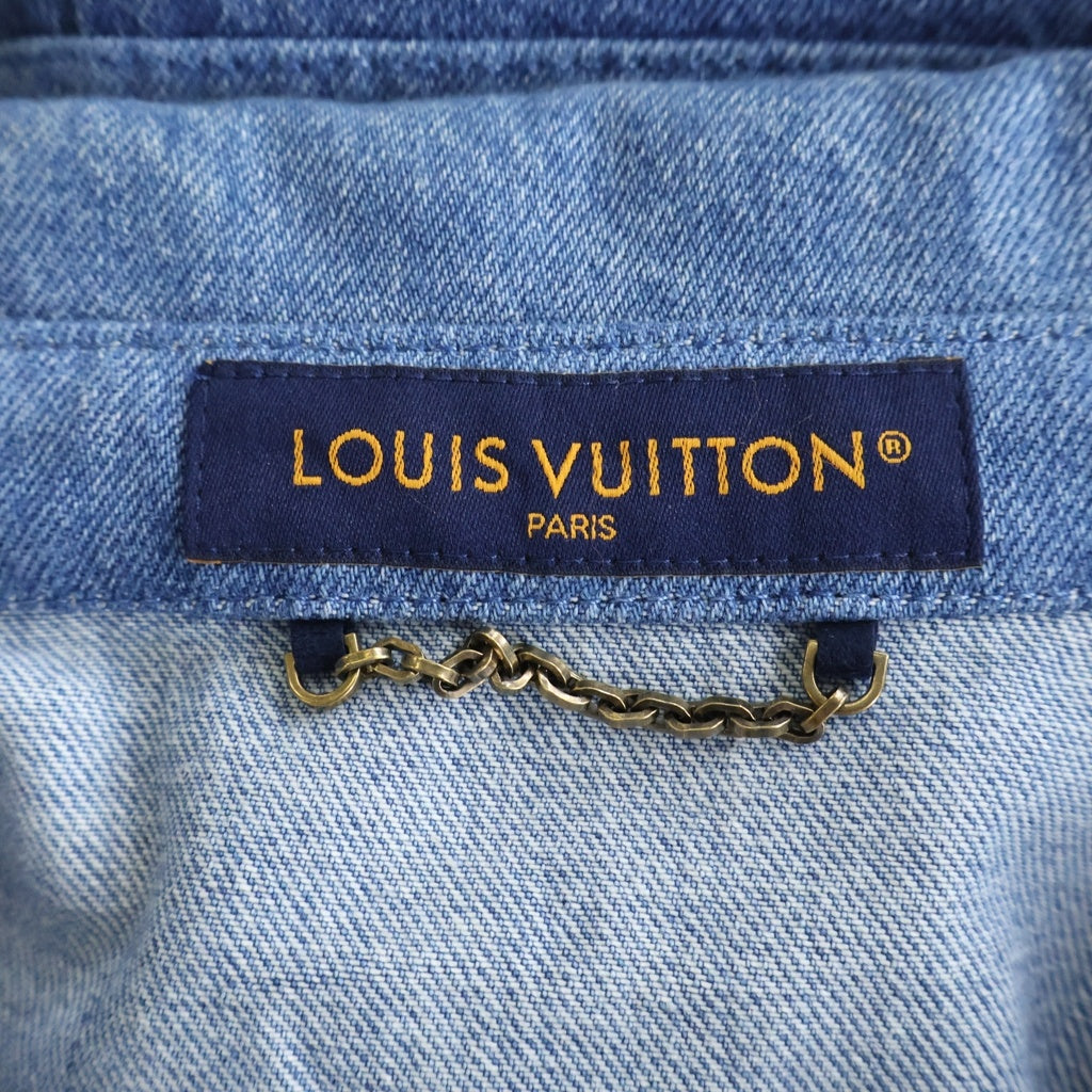 LOUIS VUITTON(ルイヴィトン) 24AW RM242MM JEE HRA26W モノグラム パッチワークデニムポロシャツ インディゴブルー #M