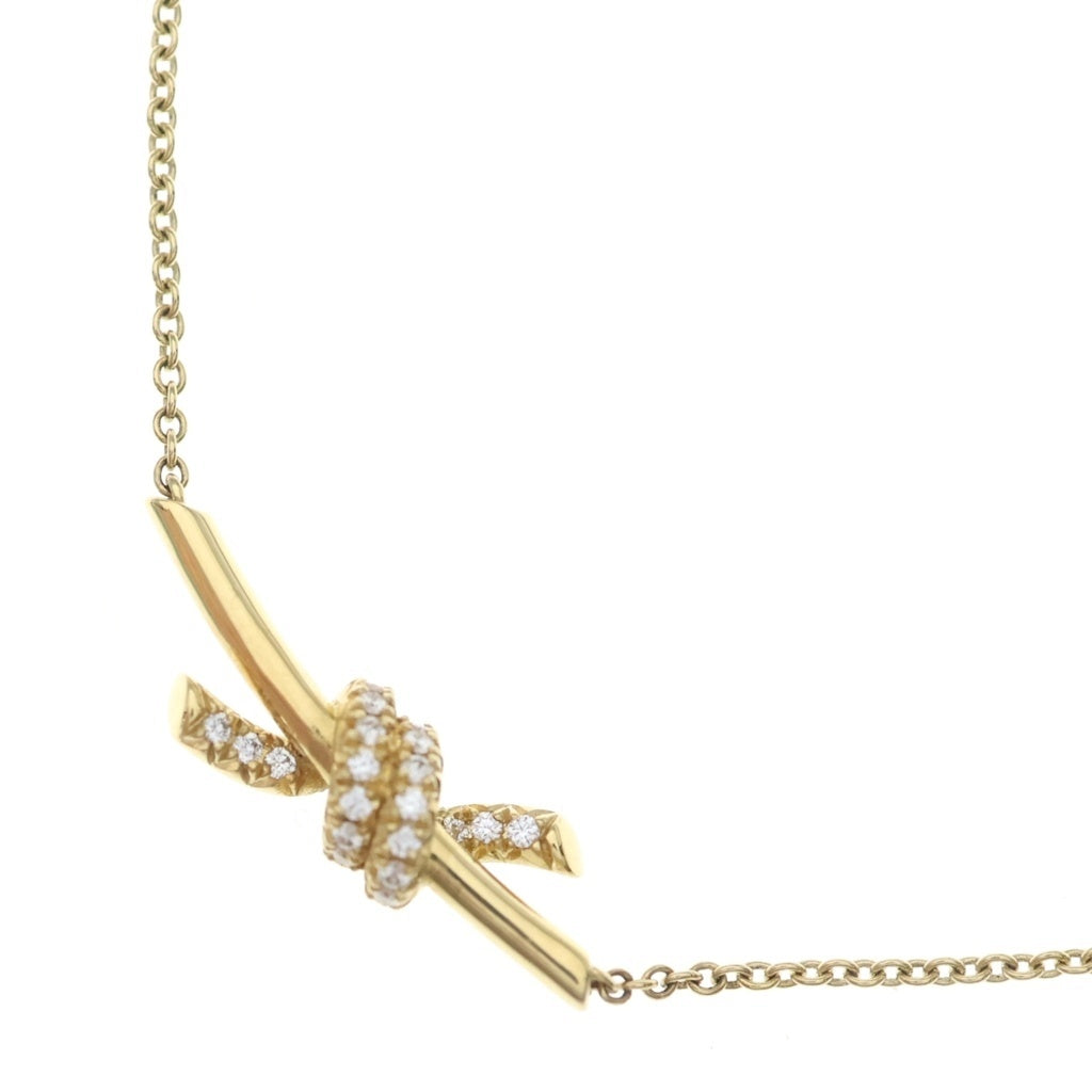 TIFFANY & Co.(ティファニー) ノット スモール ダイヤ ペンダントネックレス イエローゴールド レディース