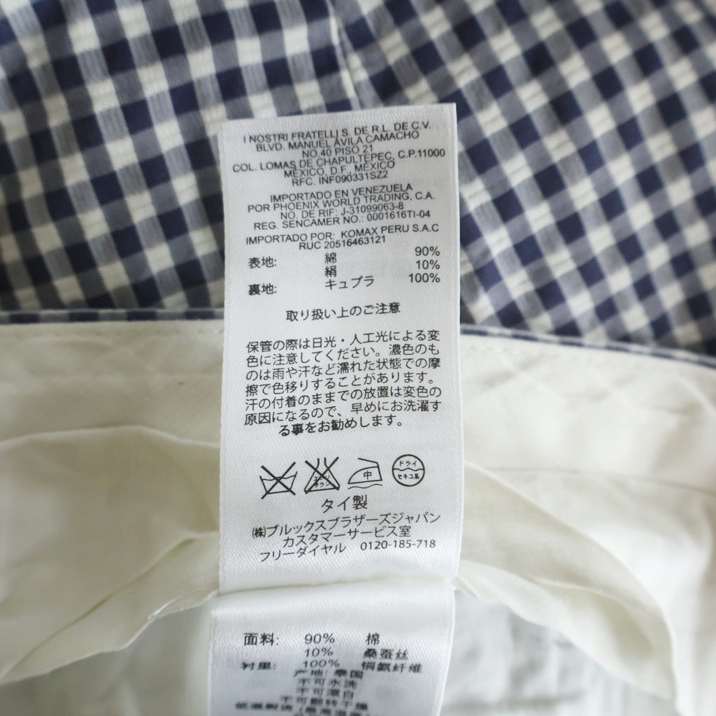 BROOKS BROTHERS(ブルックス ブラザーズ) ギンガムチェック コットンストレートパンツ スラックス ネイビー/ホワイト 94846026
