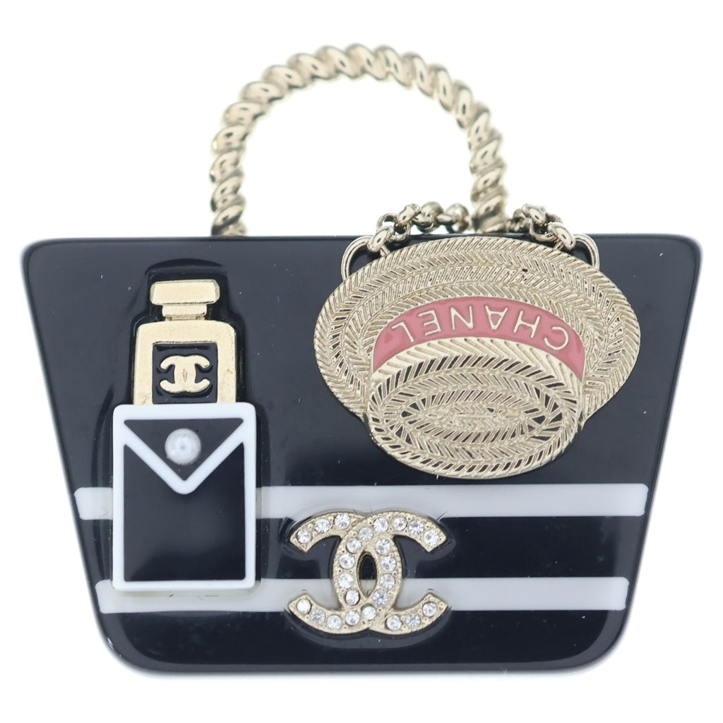 CHANEL(シャネル) バッグモチーフ ブローチ ブラック/ゴールド GP D21C