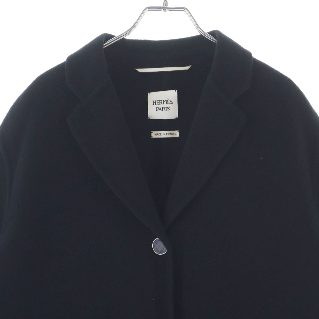 HERMES(エルメス) クルードセル ダブルフェイス ロングチェスターコート カシミヤ ブラック 3H0188DA レディース