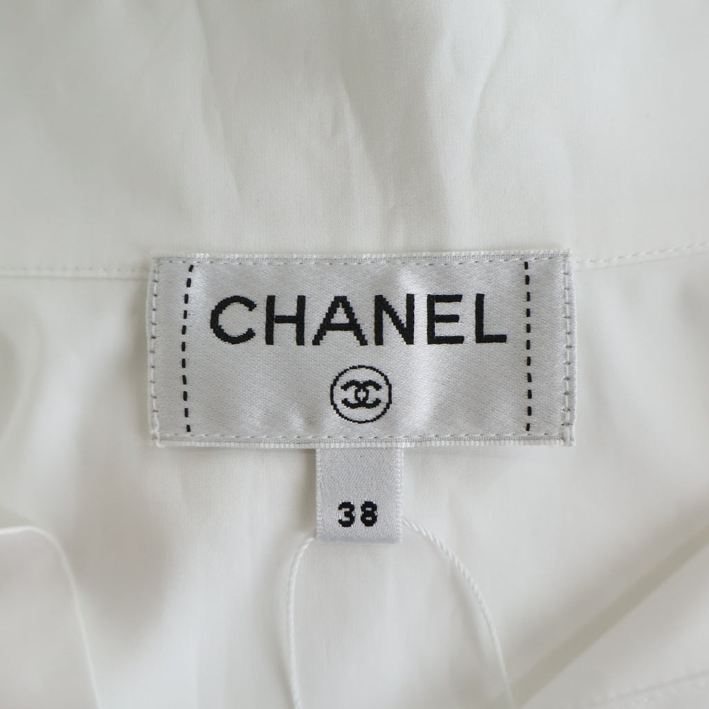 CHANEL(シャネル) ラインストーン 金ボタン フリル長袖シャツ ブラウス