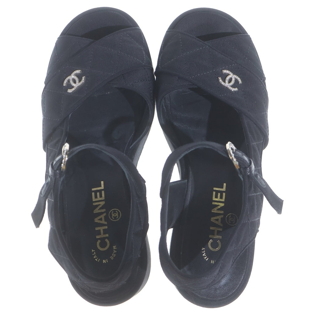 CHANEL(シャネル) ココマーク ウェッジソールサンダル 厚底 ブラック レディース
