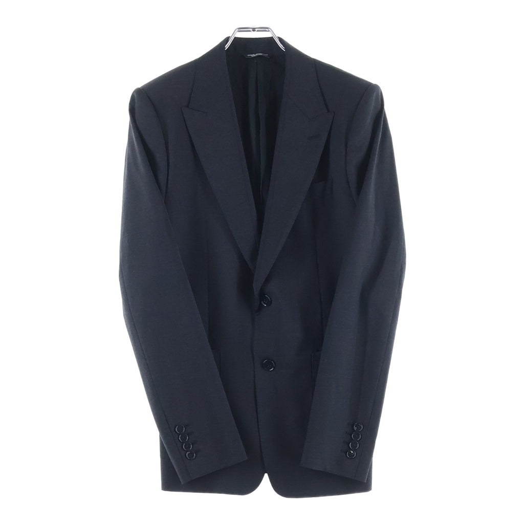 DOLCE & GABBANA(ドルチェアンドガッバーナ) ピークドラペル ウール テーラードジャケット ブラック #44 G2FI7T