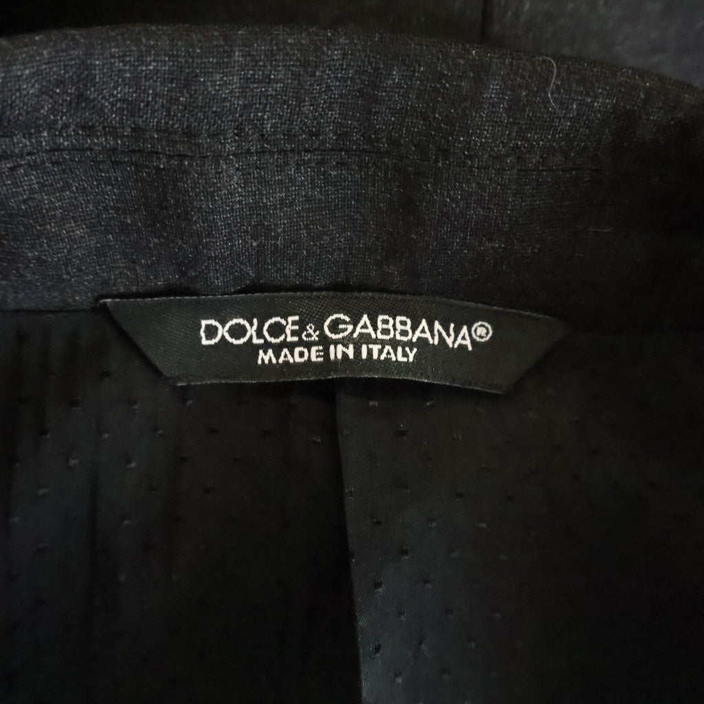 DOLCE & GABBANA(ドルチェアンドガッバーナ) ピークドラペル ウール テーラードジャケット ブラック #44 G2FI7T