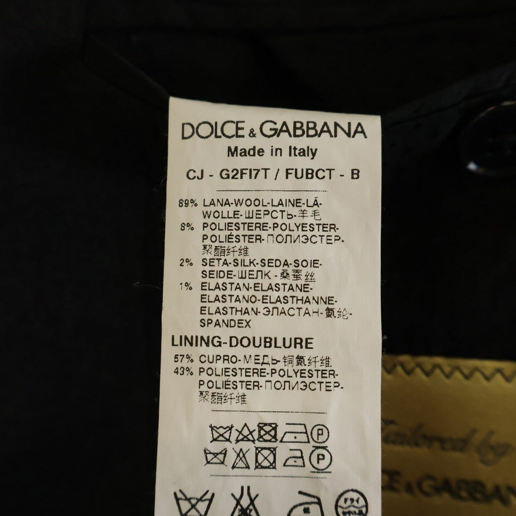 DOLCE & GABBANA(ドルチェアンドガッバーナ) ピークドラペル ウール テーラードジャケット ブラック #44 G2FI7T