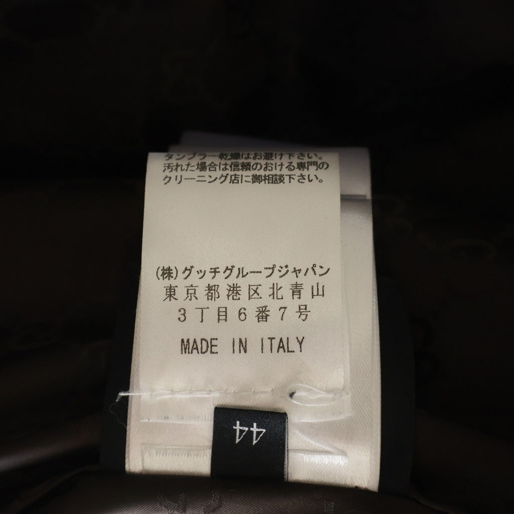GUCCI(グッチ) 10AW フーデッドダウンジャケット ナイロン ロゴパッチ ジップアップ ブラウン 245744
