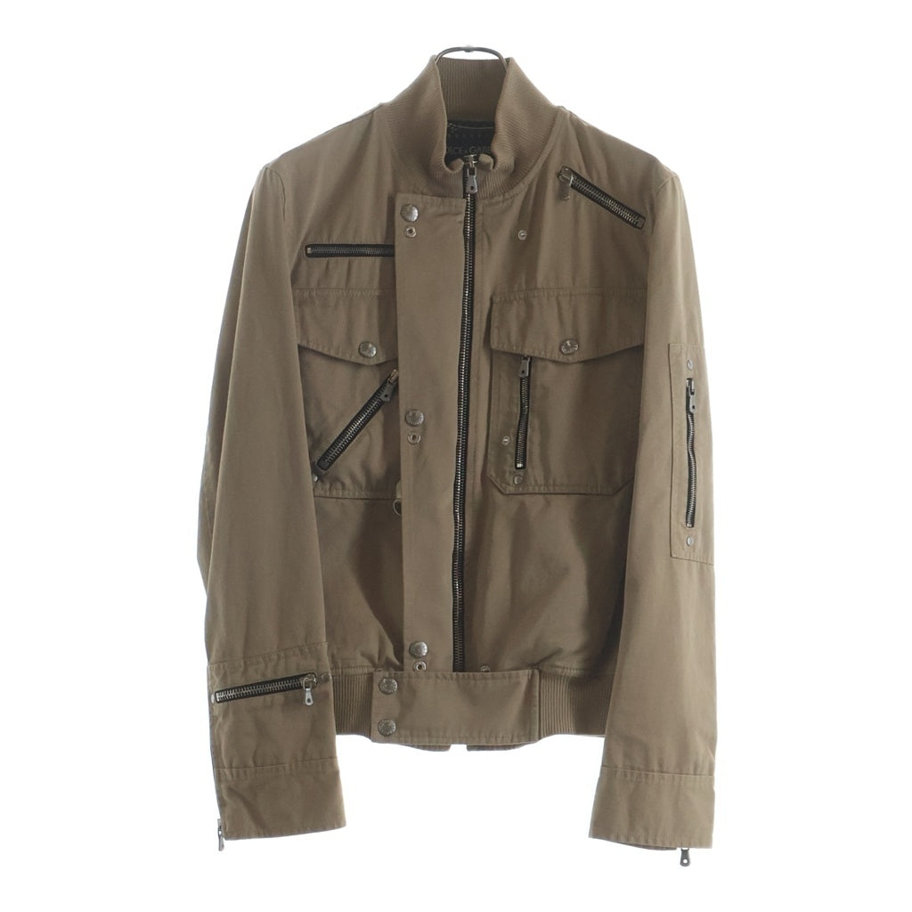 DOLCE & GABBANA(ドルチェアンドガッバーナ) ジップデザイン タクティカルジャケット ジップアップ コットン 白タグ イタリア製 ベージュ VSP08