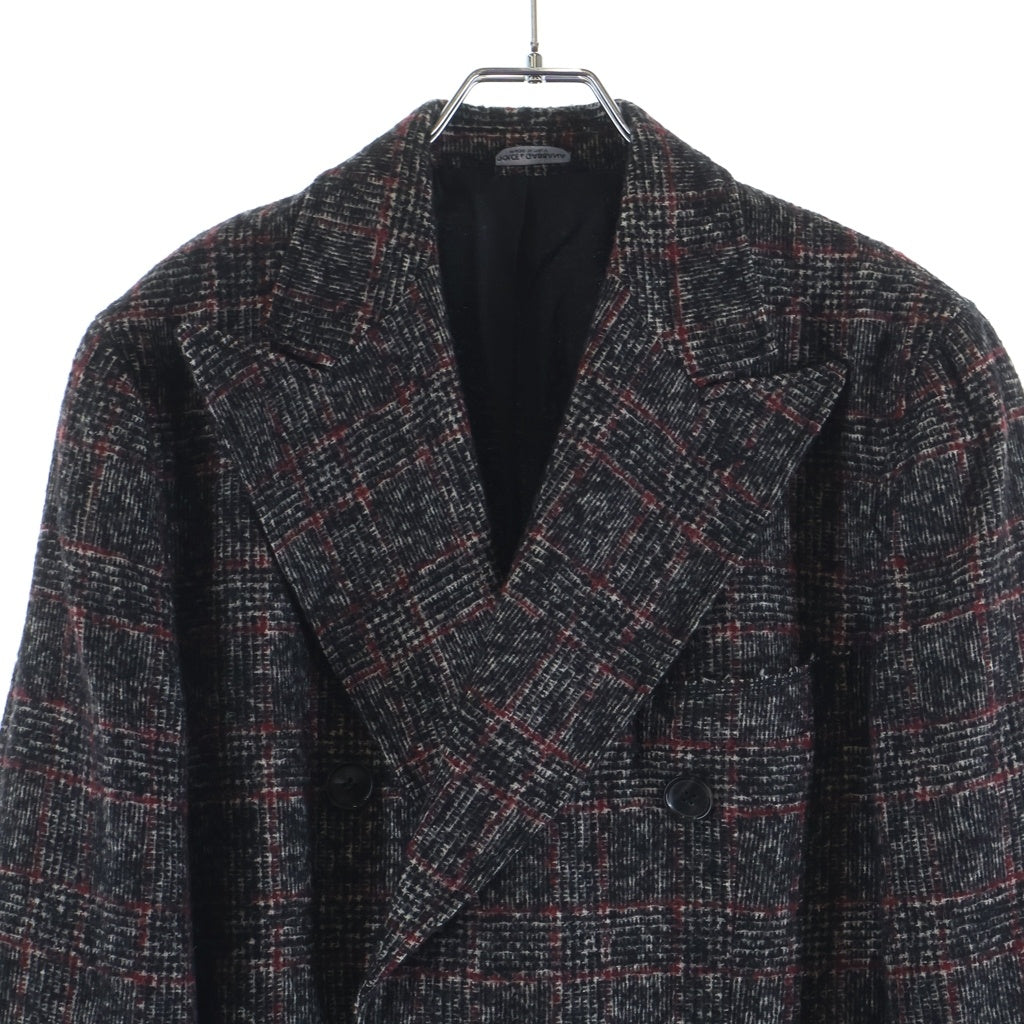 DOLCE & GABBANA(ドルチェアンドガッバーナ) チェック柄ダブルブレステッドジャケット ブラック×レッド アルパカ #44 WJS13