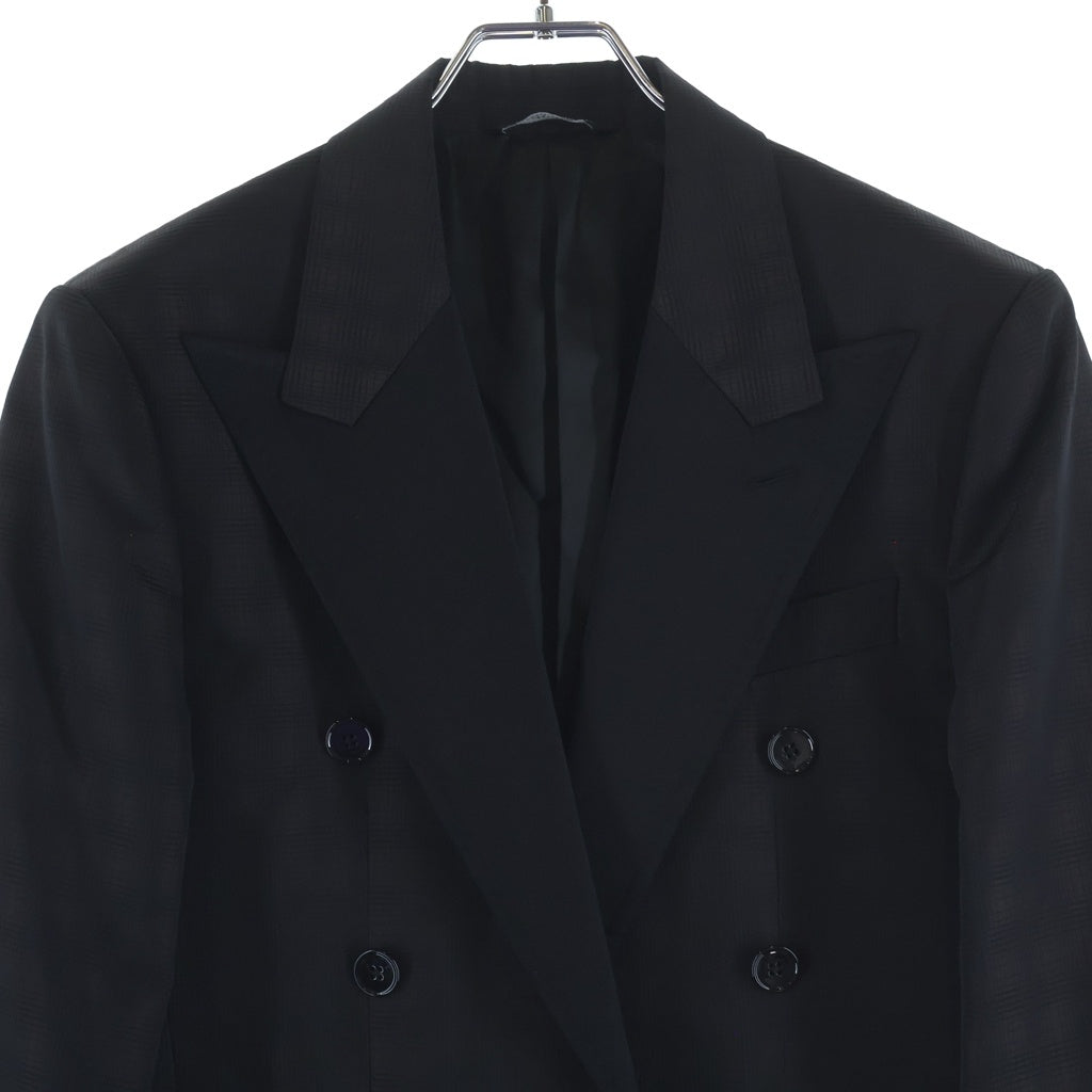 DOLCE & GABBANA(ドルチェアンドガッバーナ) チェック柄ダブルブレステッド切り替えジャケット ブラック ポリエステル #44