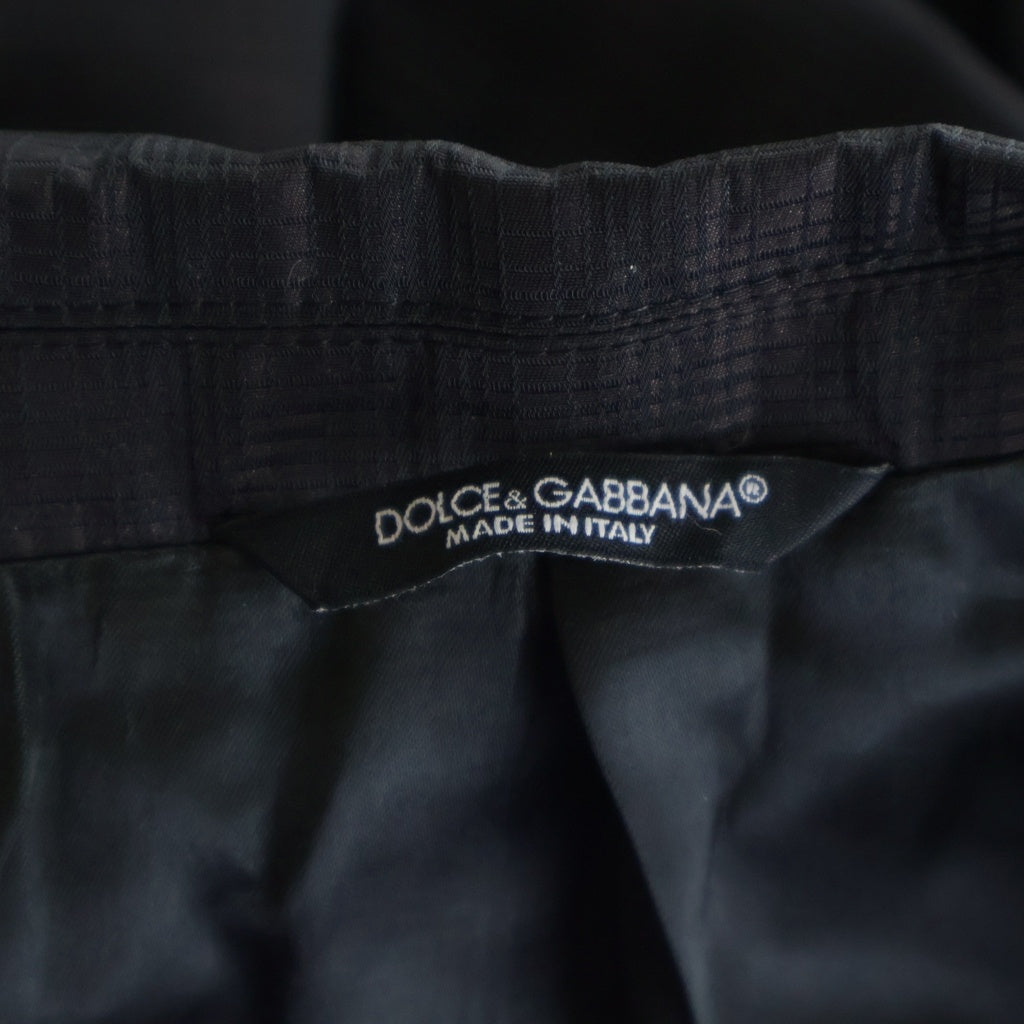 DOLCE & GABBANA(ドルチェアンドガッバーナ) チェック柄ダブルブレステッド切り替えジャケット ブラック ポリエステル #44