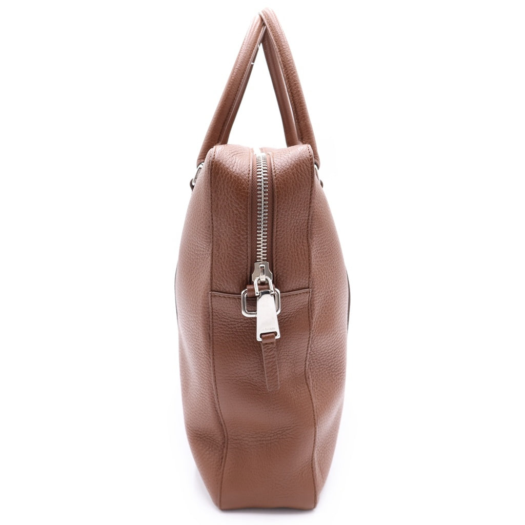 JIL SANDER NAVY(ジルサンダーネイビー) 2WAYハンドバッグ ショルダーバッグ ビジネスバッグ ブラウン レザー シルバー金具