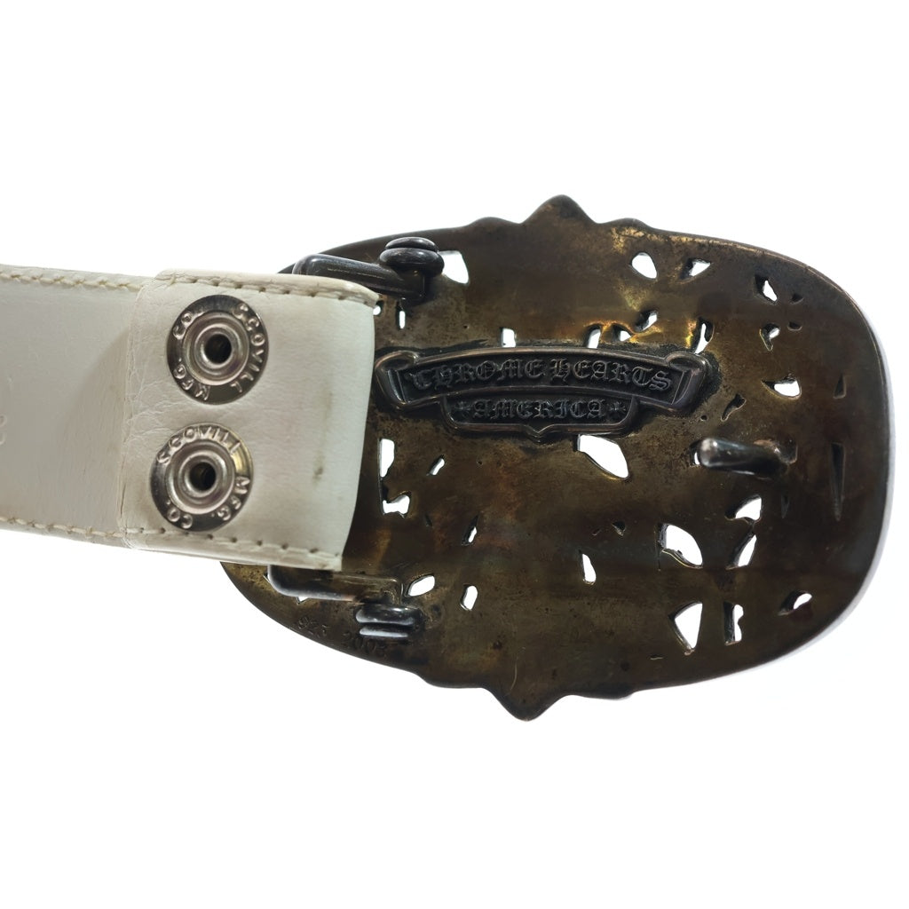 CHROME HEARTS(クロムハーツ) セメタリークロスバックル セメタリークロスパッチ レザーベルト ホワイト #34